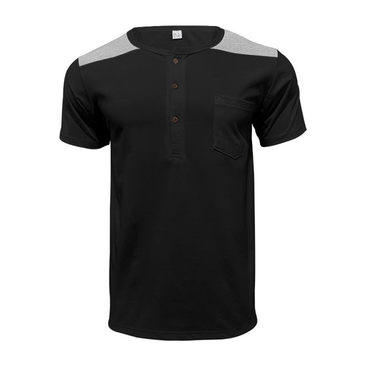 Men's short sleeve Henley t-shirt with textured design and practical chest pocket Lune London