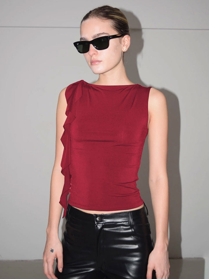 Ruffled strap blouse Lune London