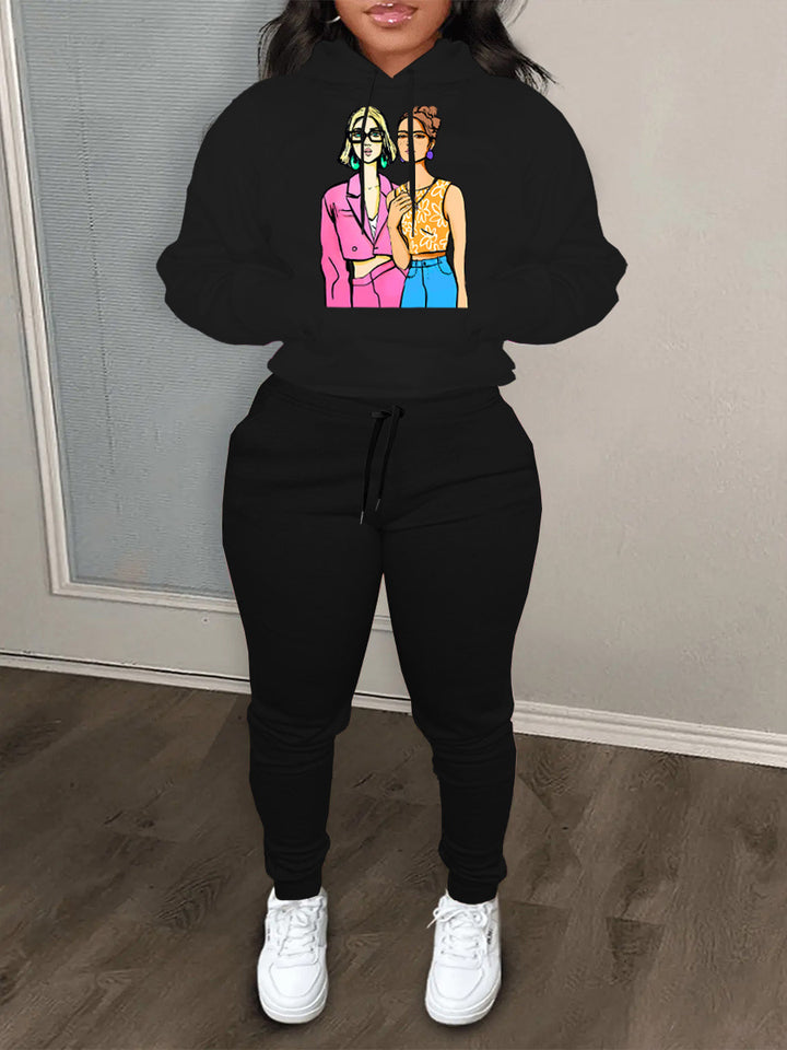 Women's hoodie set with artistic print and comfortable jogging pants Lune London