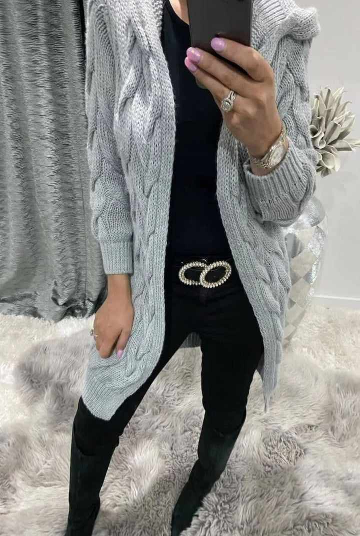 Women's knit coat with a practical hood design Lune London