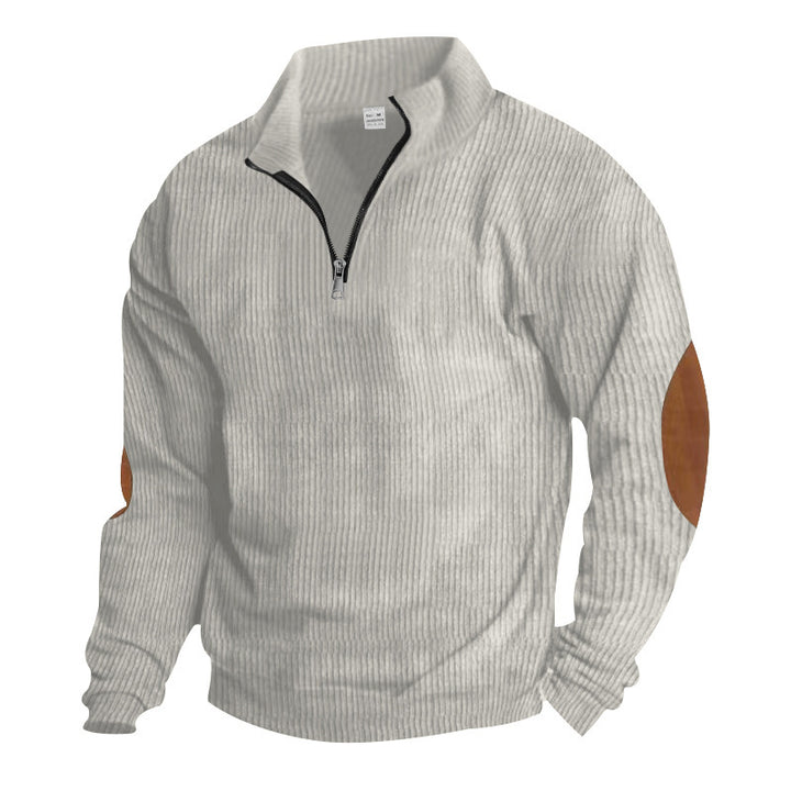 Pull-over zippé pour hommes avec applications en cuir Lune London