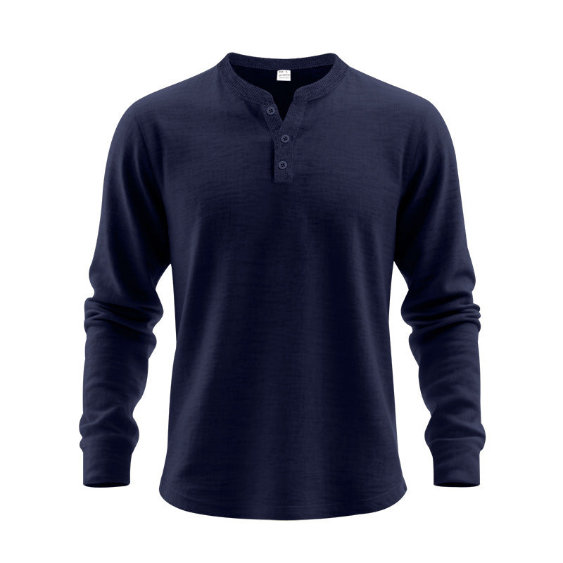 Men's long sleeve T-shirt with button placket and round neck Lune London