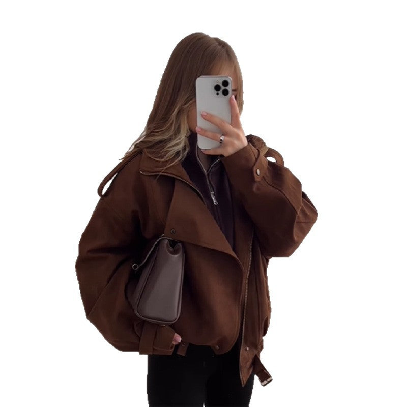 Oversized faux leather jacket for women with practical pockets and relaxed fit Lune London