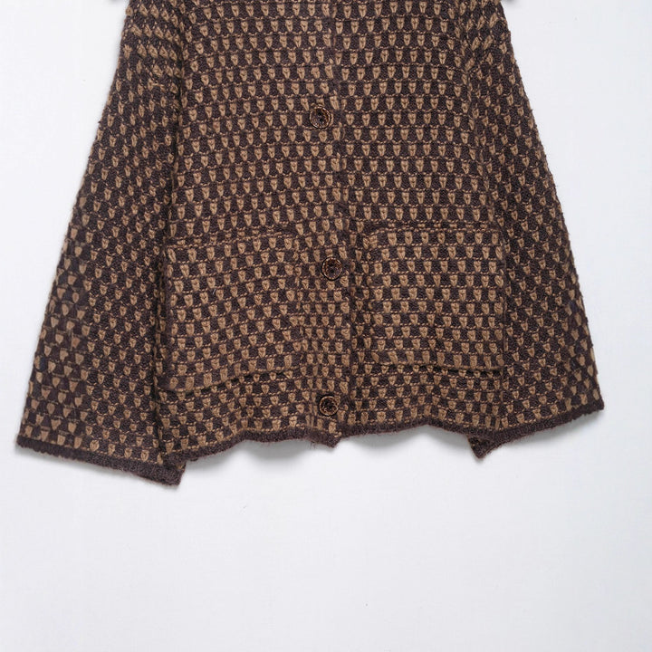 Women’s short jacket in boucle waffle pattern with large lapel collar Amarae