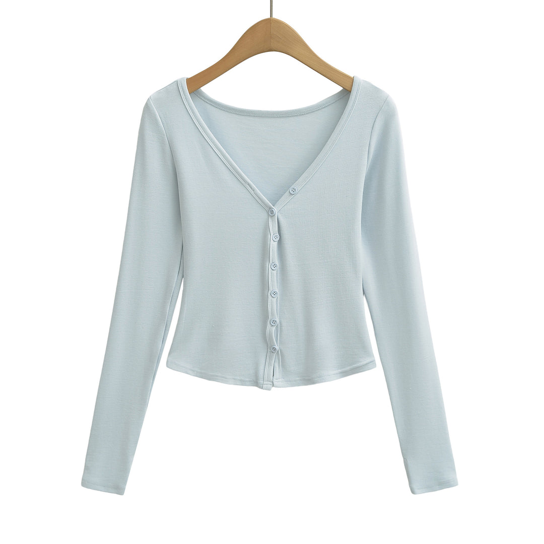 Women Figure-Hugging Layering Set with Turtleneck Long Sleeve and Asymmetrical Button Jacket and Flared High-Waist Pants Amarae