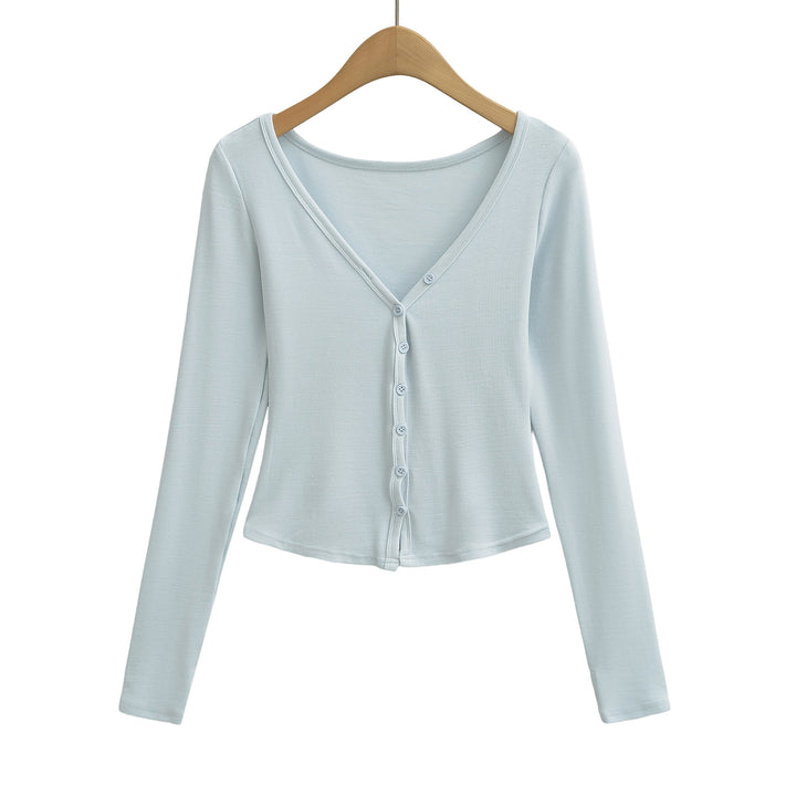 Women Figure-Hugging Layering Set with Turtleneck Long Sleeve and Asymmetrical Button Jacket and Flared High-Waist Pants Amarae