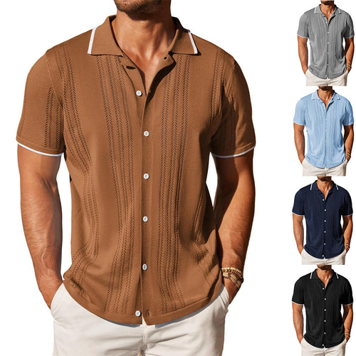 Short sleeve shirt for men with textured pattern Amarae