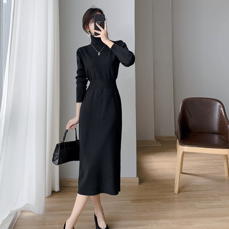 Robe tricotée pour femmes avec col montant et silhouette ajustée Chic & Stil