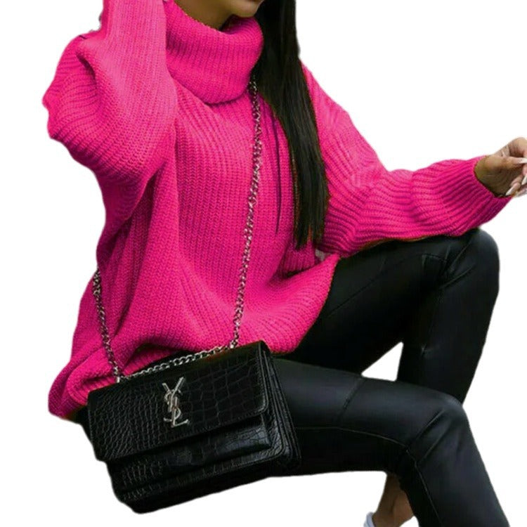 Chunky knit sweater for women with high collar and relaxed fit Lune London