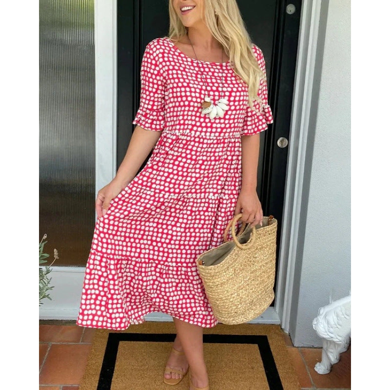 Midi dress for women in a relaxed boho style with tear-resistant material and elastic sleeves Lune London