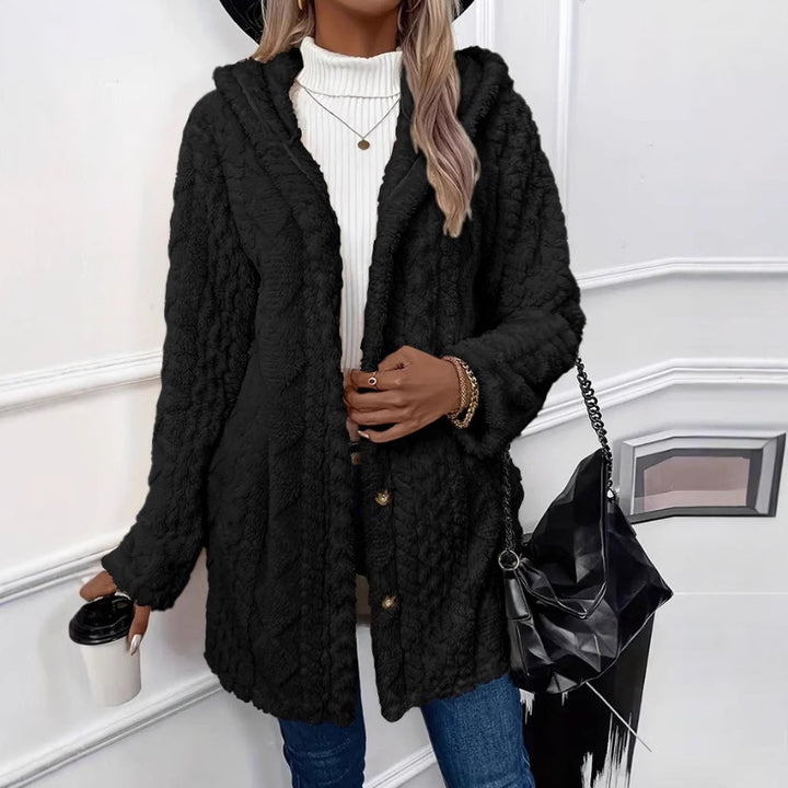 Hooded coat for women in soft material Lune London