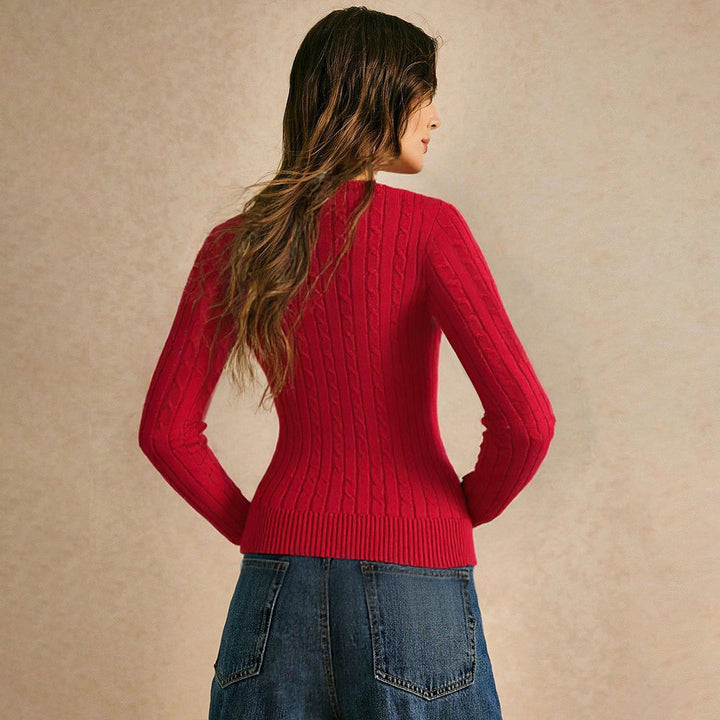 Pull femme avec col en V et motif en câble texturé Chic & Stil
