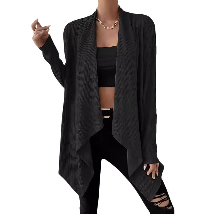 Ladies Long Sleeve Cardigan with Textured Design and Open Cut Lune London