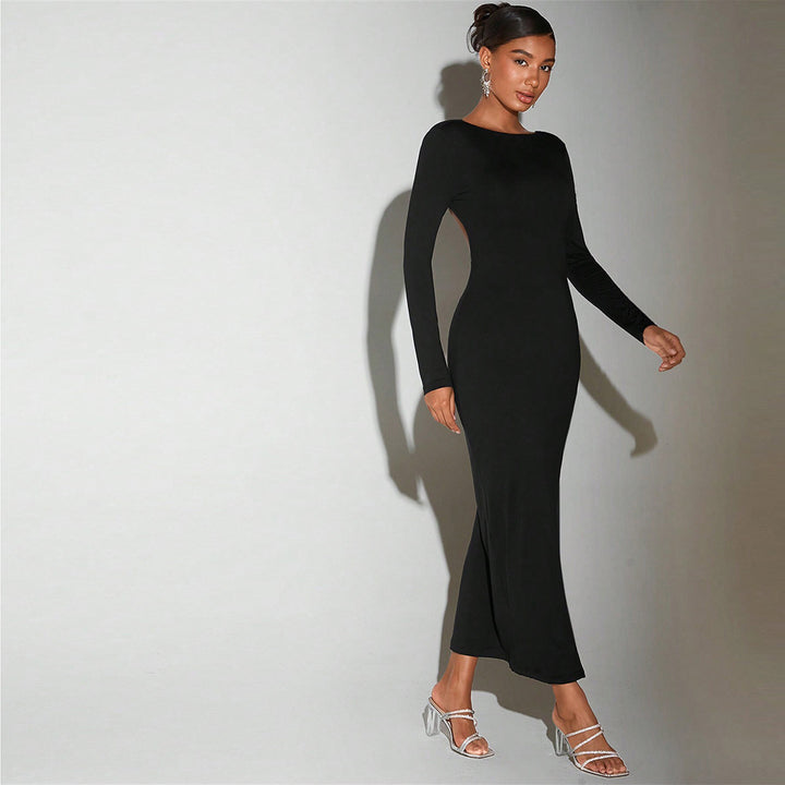 Robe maxi femme à manches longues et fente élégante Chic & Stil