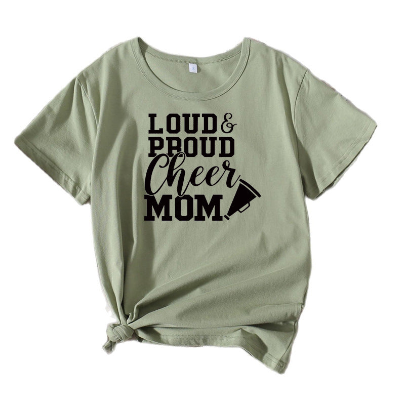 Chic and Stylish Mama Cheerleading Graphic T-Shirt Women