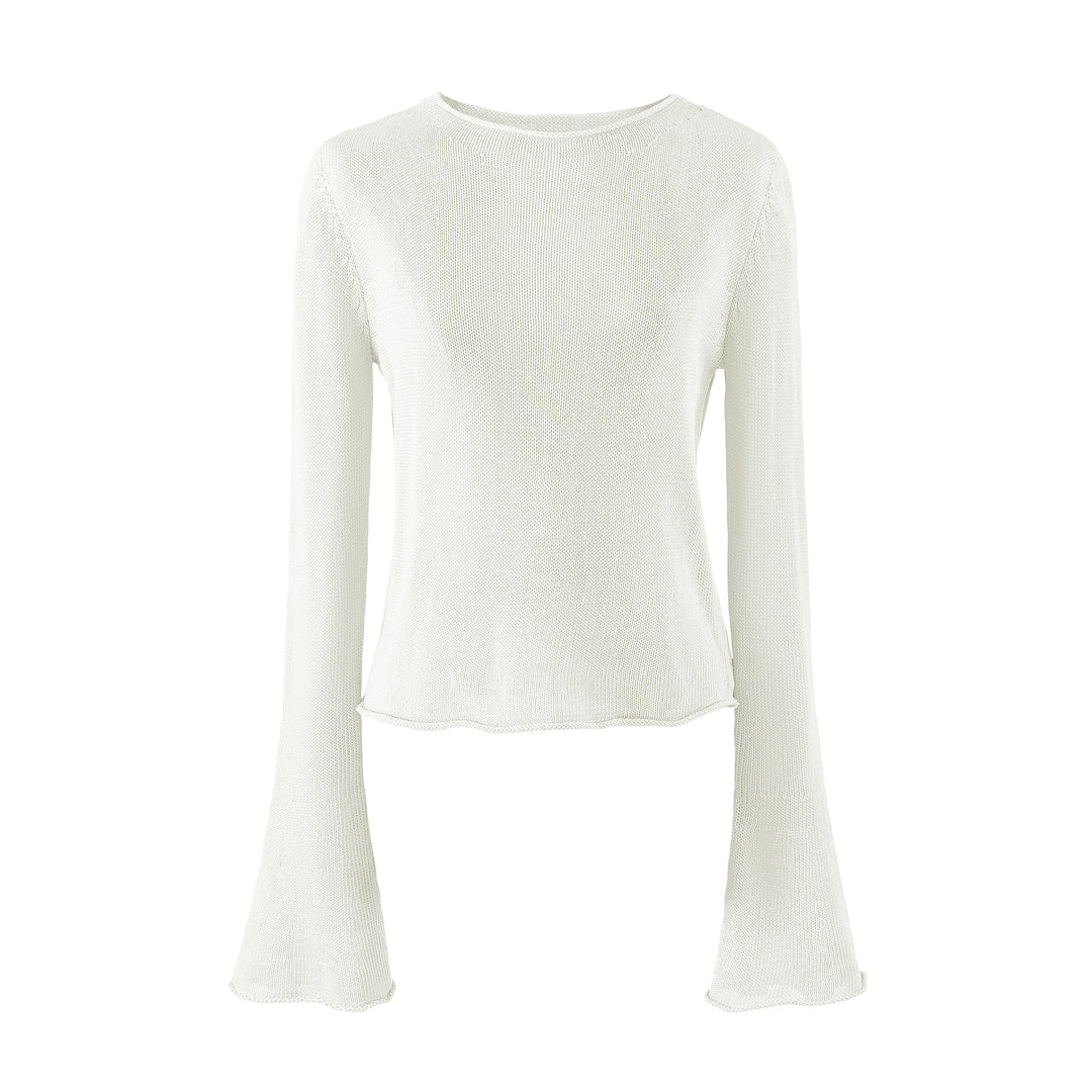 Women's Lightweight Fine Knit Long Sleeve with Flared Trumpet Sleeves Amarae