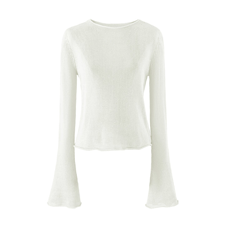 Women's Lightweight Fine Knit Long Sleeve with Flared Trumpet Sleeves Amarae