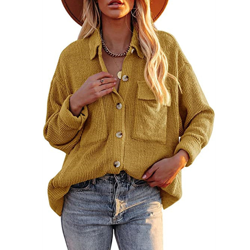 Women Oversized Shirt with textured design and button details Amarae