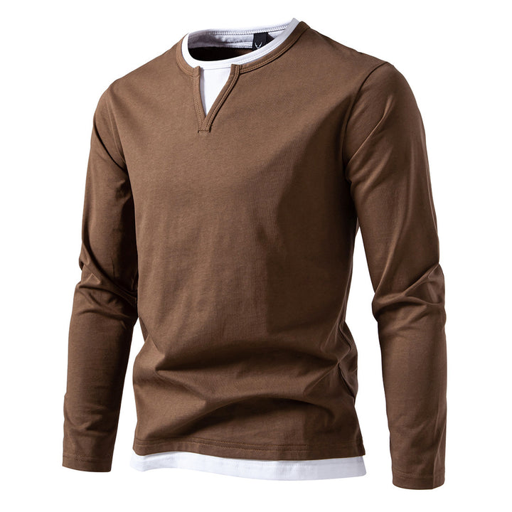 Men's long sleeve T-shirt with modern V-neckline and striking accents Lune London