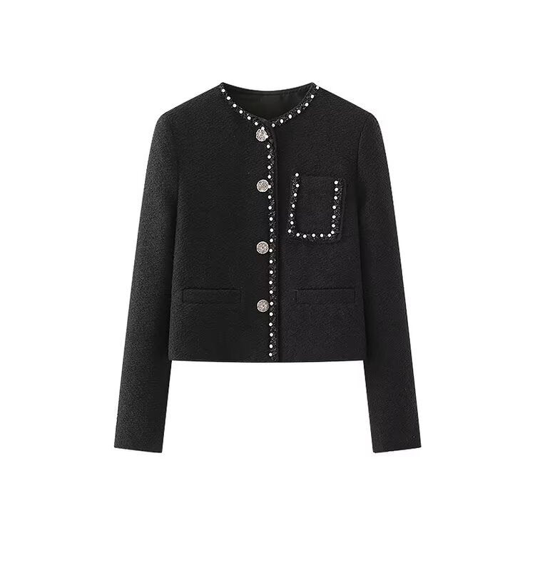 Veste élégante pour femmes avec col orné de perles et poches pratiques Chic & Stil