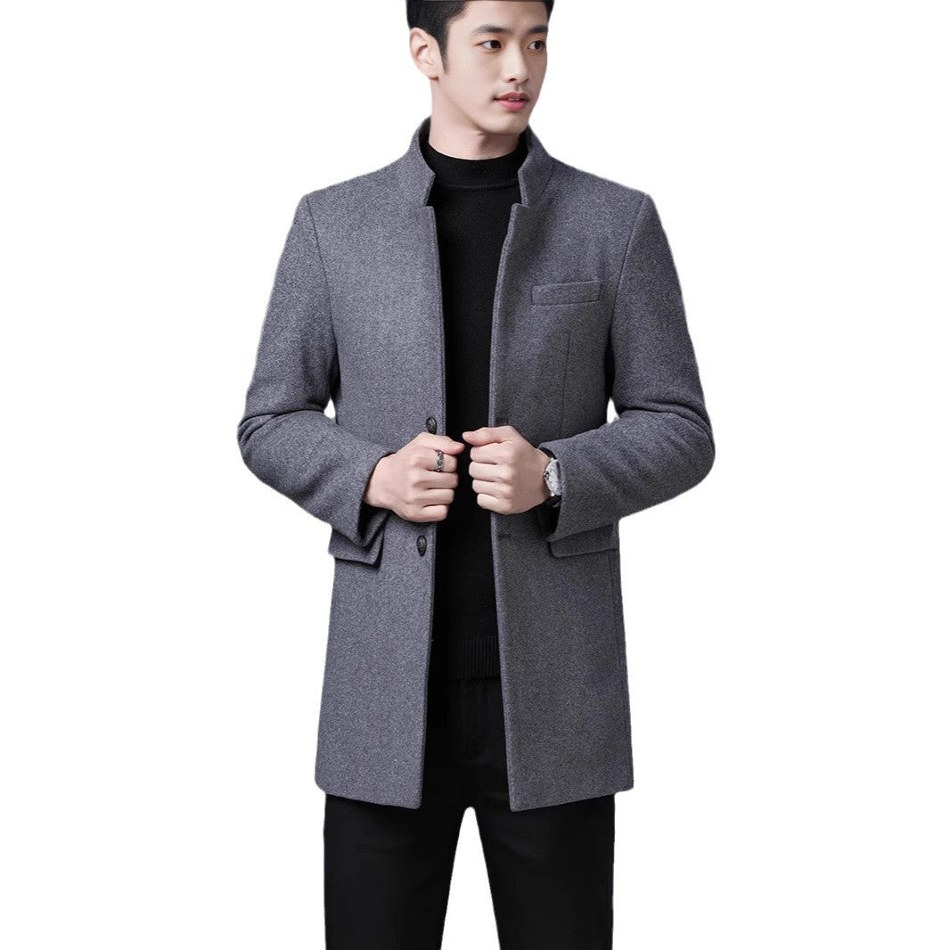 Modern wool coat for men with high collar Lune London