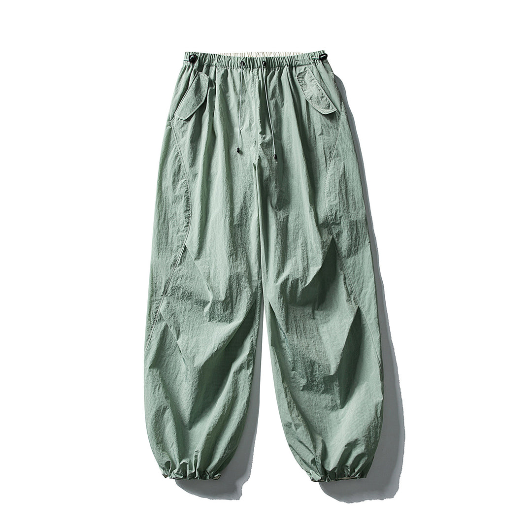 Unisex Wide Utility Pants with Balloon Silhouette, Elastic Drawstring Waistband and Cuffs Amarae