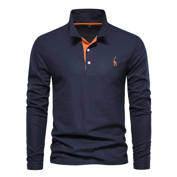 Men's Long Sleeve Polo Shirt with Modern Collar and Breathable Cotton Quality Amarae