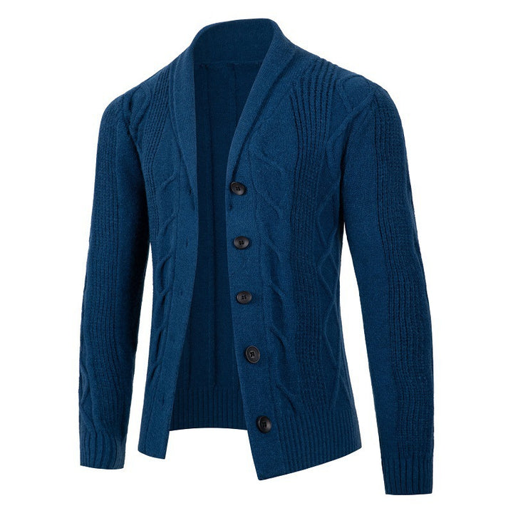 Men's knitted cable pattern jacket with chic and stylish button placket