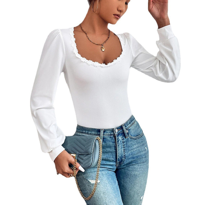 Chemisier à manches longues pour femmes avec décoration en volants élégante et silhouette ajustée Chic & Stil