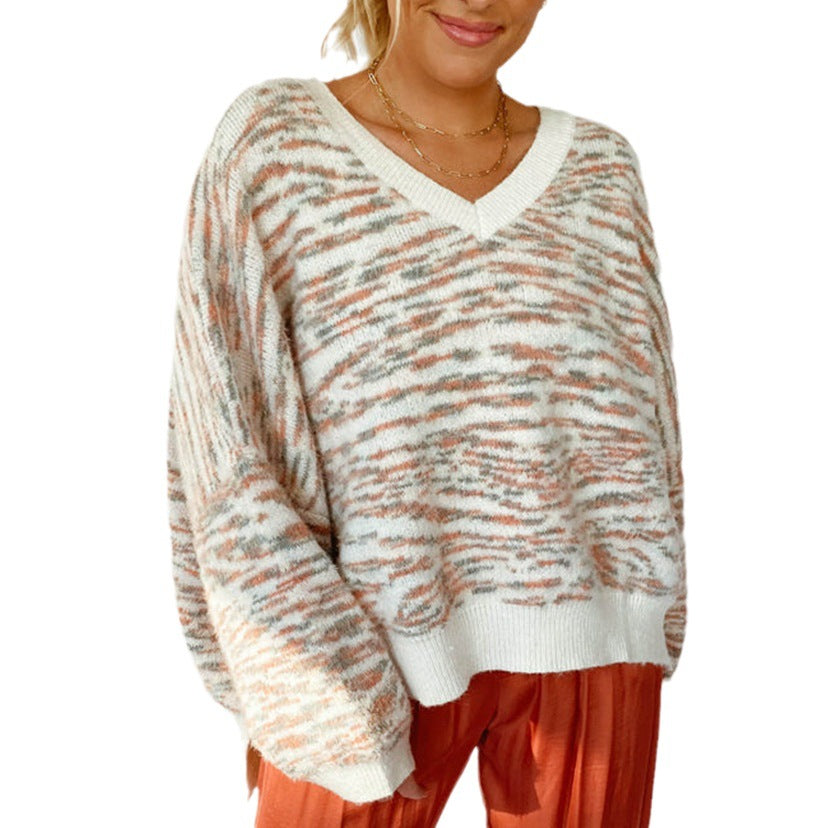 Women comfortable sweater with V-neck Lune London