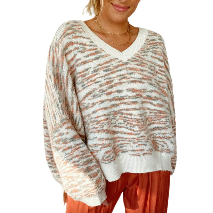 Women comfortable sweater with V-neck Lune London