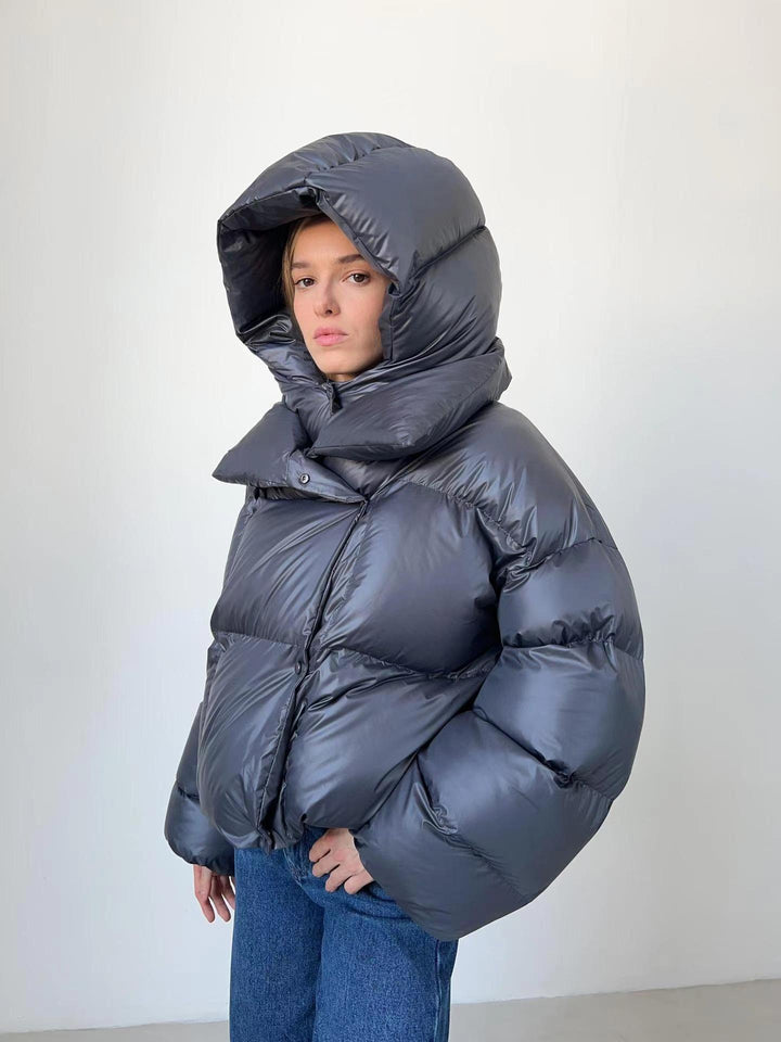 Women's oversized down jacket with high collar and voluminous sleeves Lune London
