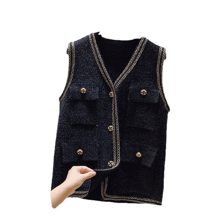 Women's vest with pockets and decorative button Lune London