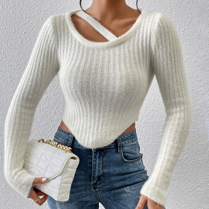 T-shirt en tricot pour femme avec épaule découverte et ourlet élastique Chic & Stil