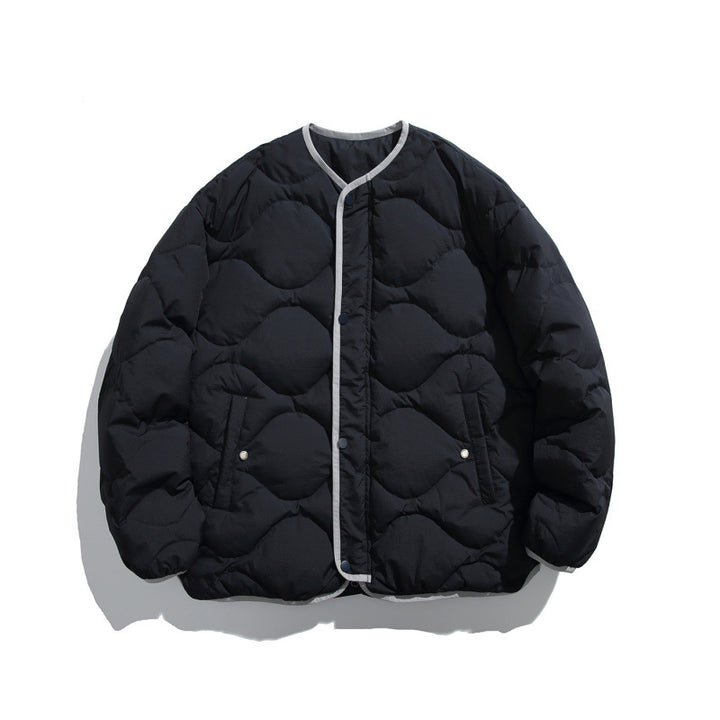 Unisex Kastig padded short jacket with circular quilting, round neckline and contrast piping Amarae