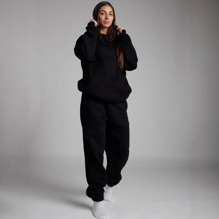 Ladies hoodie with integrated sleep mask design and soft interior Lune London