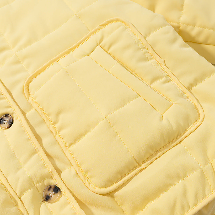 Short quilted jacket for women with practical flap pockets Lune London