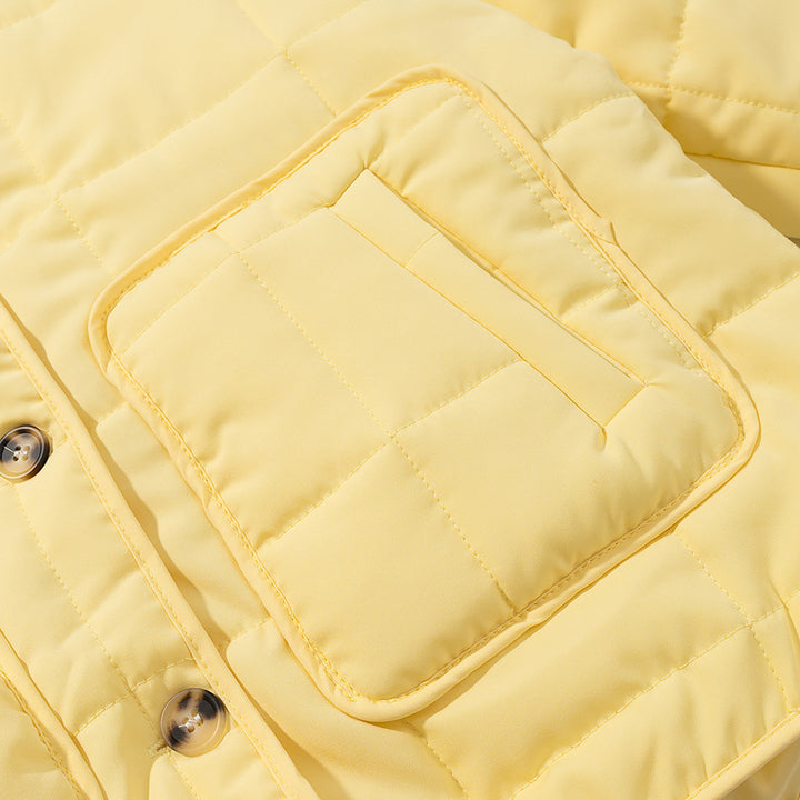 Short quilted jacket for women with practical flap pockets Lune London