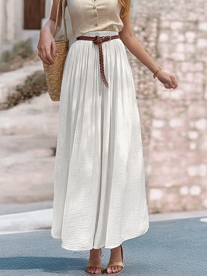 Long Maxi Dress for Women with Elastic Belt and Fluid Fabric Lune London