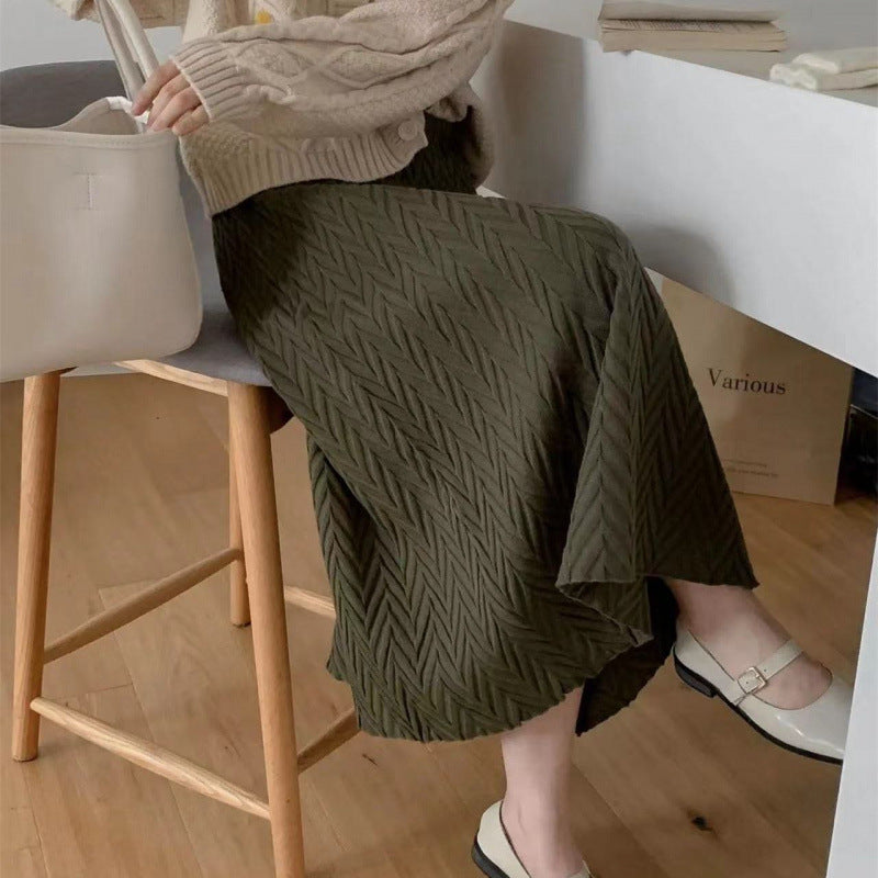 Jupe midi élégante pour femmes avec motif en chevrons texturé Chic & Stil