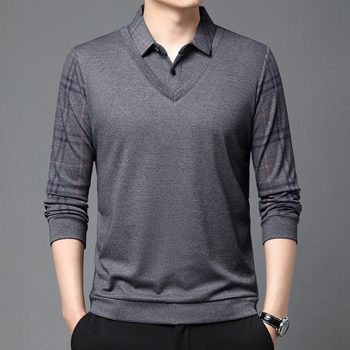 Elegant V-neck sweater for men with a structured collar and a chic and stylish modern design