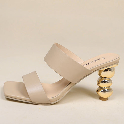 Women's Elegant Sandals with Curved Heel and Double Strap Amarae