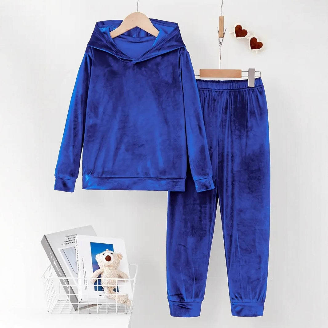 Ladies Comfortable Chic Velvet Hoodie Set