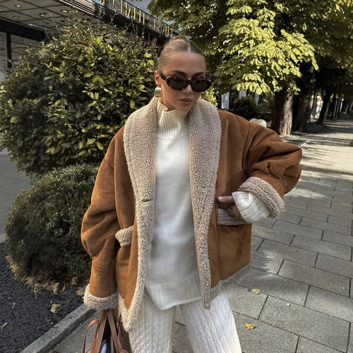 Cozy blazer jacket for women in teddy look with practical pockets Amarae