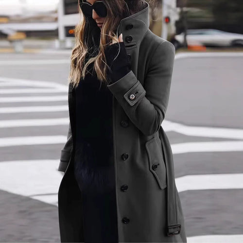 Elegant trench coat for women with high collar Amarae