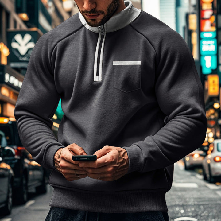 Functional pullover for men with short zip Lune London
