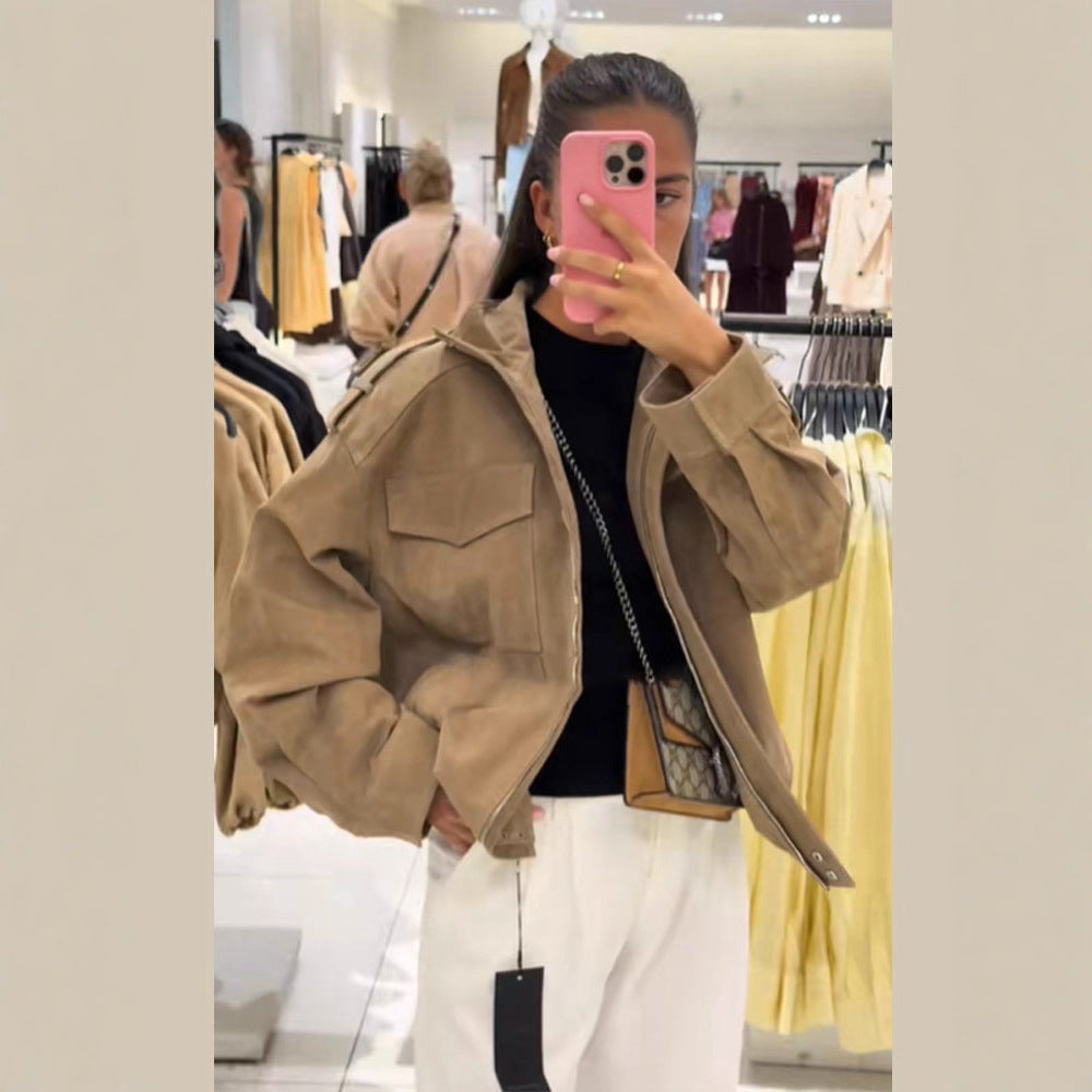 Lune London oversized casual suede jacket for ladies