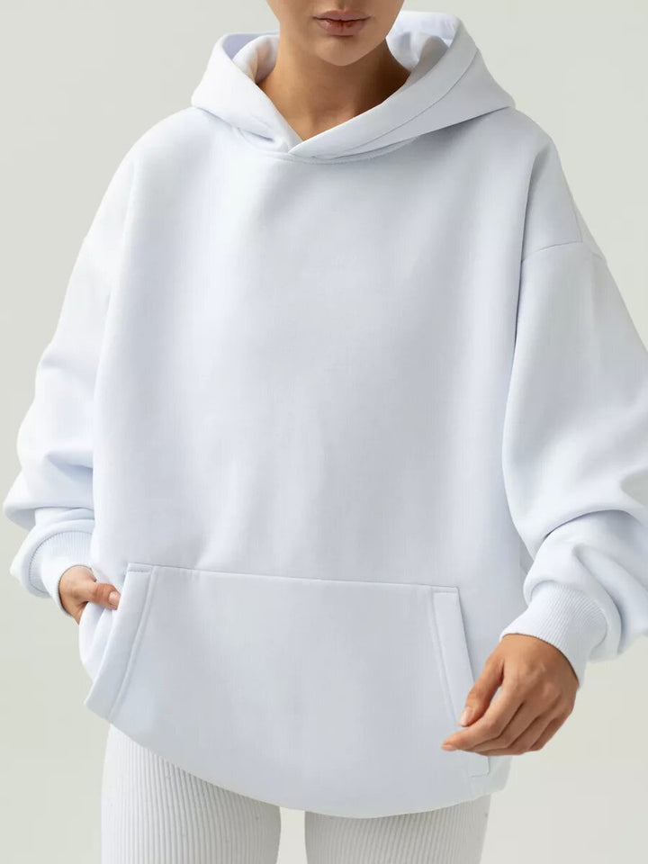 Ladies oversized hoodie with a practical kangaroo pocket design Lune London
