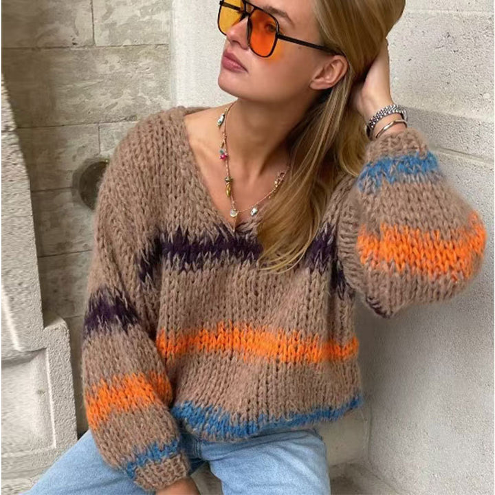 Pull en maille à la mode pour femmes avec design dégradé