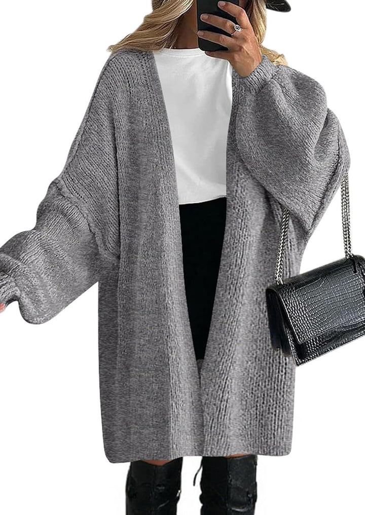 Casual knit coat for women with open cut and wide sleeves Lune London